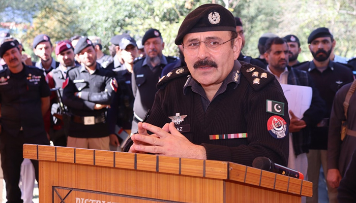 DIG Police, Hazara range, Mohammad Ijaz Khan speaks during a gathering in the Judbah area in Torghar on November 16, 2023. — Facebook/Khyber Pakhtunkhwa Police