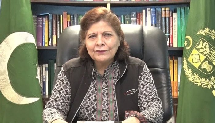 Caretaker Federal Minister for Finance, Revenue & Economic Affairs Dr Shamshad Akhtar looks on in this image released on November 7, 2023. — X/@FinMinistryPak