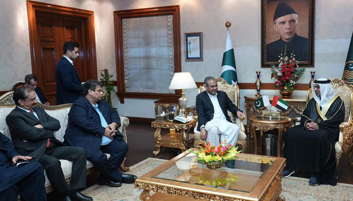 Ambassador of the United Arab Emirates, Hamad Obaid Ibrahim Salem Al-Zaabi called on Chief Minister Mohsin Naqvi on Nov 24, 2023 at the Chief Ministers Office. —Facebook/Jamal Nasir