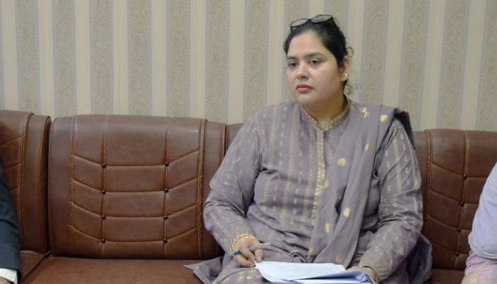 In this photo released on Oct 31, 2023, Dr Lubna Zaheer , Chairperson Department of Film & Broadcasting, Punjab University’s School of Communication Studies can be seen at a Board of Studies meeting convened in the Film and Broadcasting department. —Facebook/DFB.PU