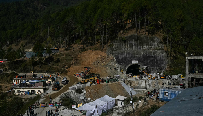 Rescue workers efforts to reach the 41 men trapped inside the Silkyara, days after it collapsed in the Uttarkashi district of Indias Uttarakhand state on November 26, 2023. — AFP