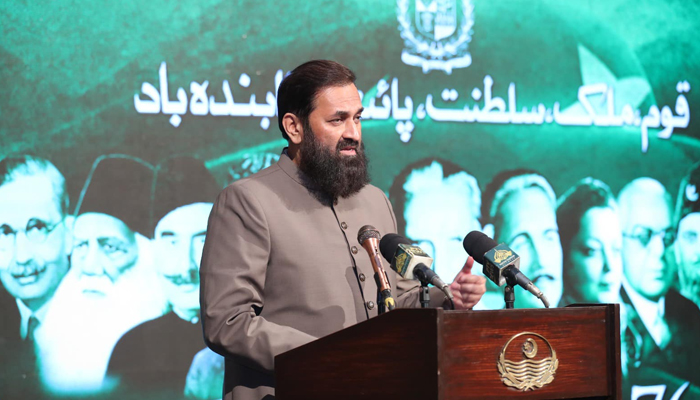 Punjab Governor Balighur Rehman speaks during a ceremony on August 14, 2023. — Facebook/Governors House, Lahore, Punjab