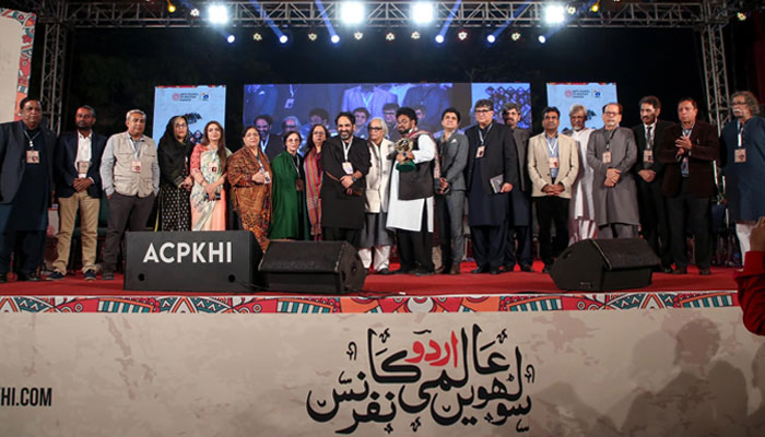 On the third day of the 16th Aalmi Urdu Conference 2023, the day concluded with another Aalmi Mushaira where poets of great stature garnered praise from the audience on December 2, 2023.—Facebook/AUC - Aalmi Urdu Conference