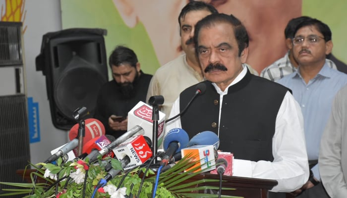 Pakistan Muslim League-Nawaz (PML-N) leader Rana Sanaullah speaks during an event on August 6, 2023. — Facebook/Rana Sana Ullah Khan