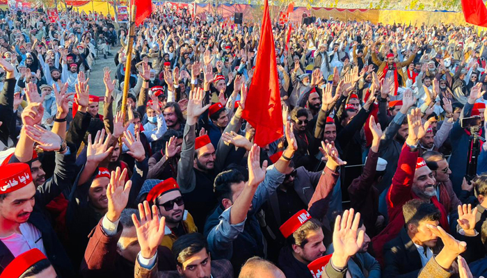 This image shows ANP workers during a party rally on December 5, 2023. — Facebook/Awami National Party