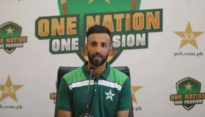 Pakistan Test captain Shan Masood speaking to the media ahead of Pakistans tour to Australia. — PCB/File