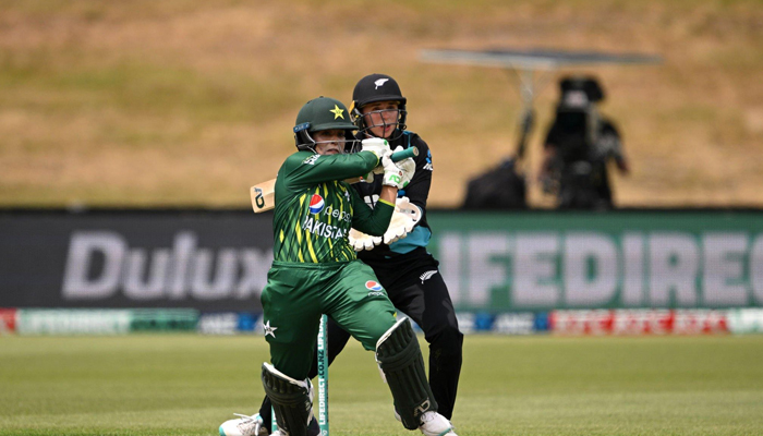 Pakistans Fatima Sana takes a shot in a T20 match against New Zealand on December 9, 2023. — X/@TheRealPCB