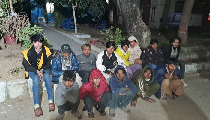 This image released on December 15, 2023, shows detained individuals in a late-night sting operation against professional beggars. — Facebook/Office of the Deputy Commissioner, Islamabad