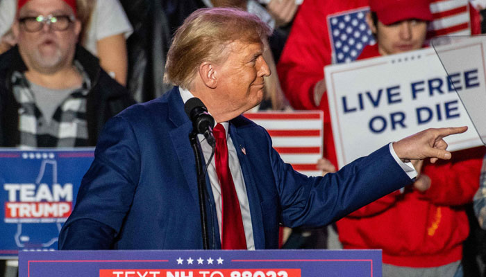 Former US President Donald Trump speaks during a campaign rally at the University of New Hampshires Whittemore Center Arena in Durham, New Hampshire, on December 16, 2023. — AFP