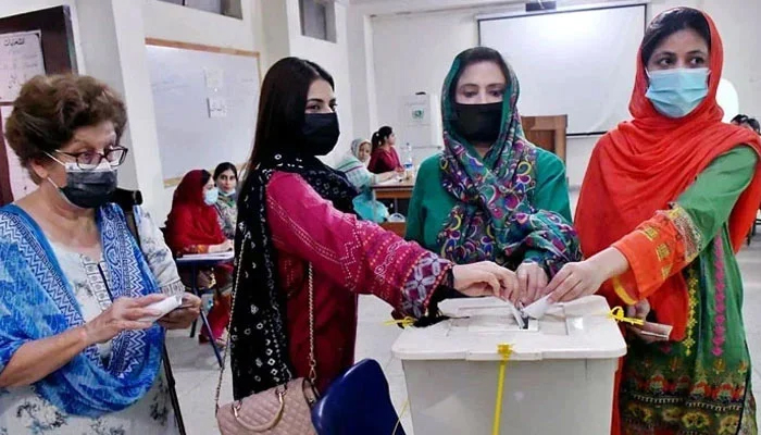 A representational image of young female voters casting their votes. — APP/File