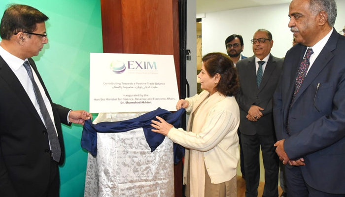 Pakistans state-run Export-Import Bank (EXIM Bank) during an inauguration by the caretaker finance minister Dr Shamshad Akhtar on December 21, 2023. — X/@Financegovpk