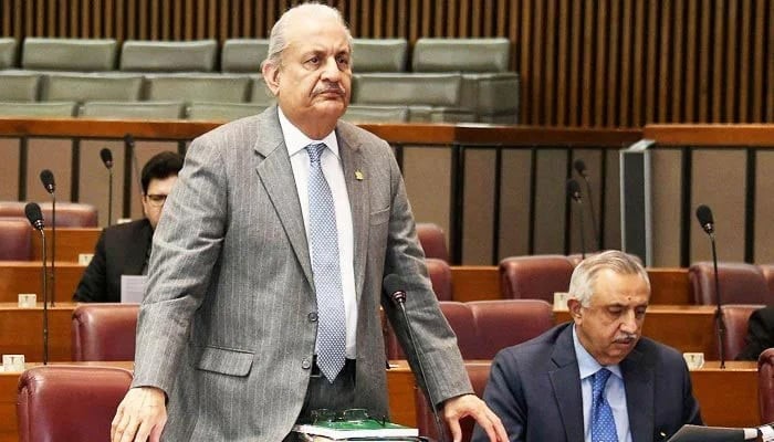 Senator Raza Rabbani speaks during a joint session of Majlis-e-Shoora on February 8, 2023.— NNI