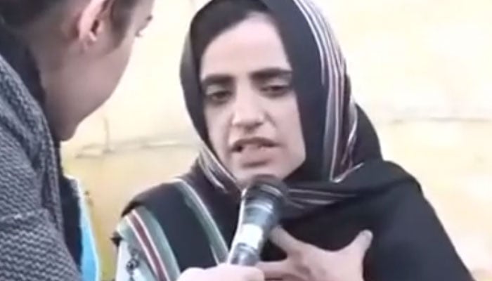 Baloch leader Dr Mahrang Baloch talks to a local news channel in this still taken from a video. — Facebook/Usama Jadoon