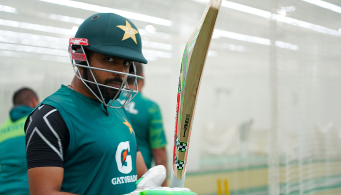 Pakistans ace cricketer Babar Azam looks on during the practice on December 25, 2023. — X/@TheRealPCB