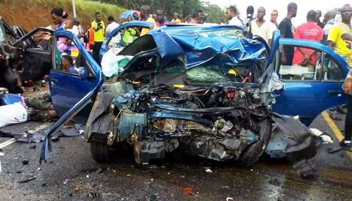 This image shows a crashed car in Liberia. — Liberia News Agency/File