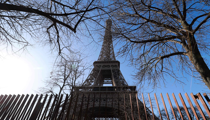 A picture taken on February 6, 2020 shows the closed Eiffel Tower monument during a strike over French governments plan to overhaul the countrys retirement system. — AFP