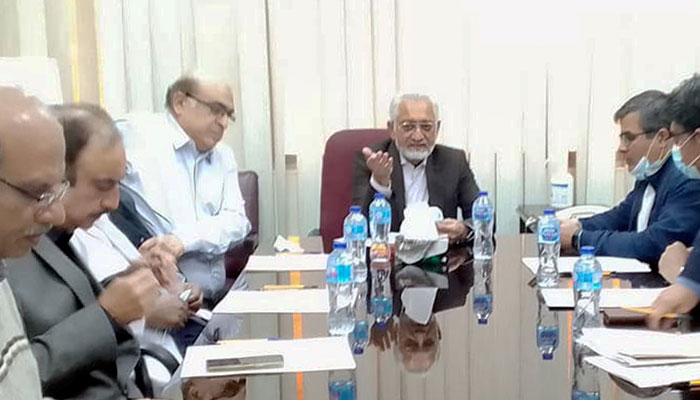 Caretaker Provincial Health Minister Prof Dr Javed Akram chairs an important meeting at the Punjab Institute of Cardiology on Dec 28, 2023. — Facebook/dgprpunjab.newsroom