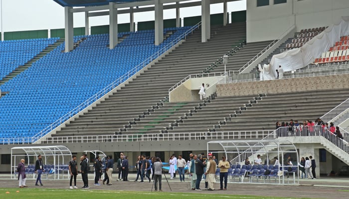 This image on October 16, 2023, shows an interior view of the Jinnah Stadium, Islamabad. — Facebook/Pakistan Sports Board