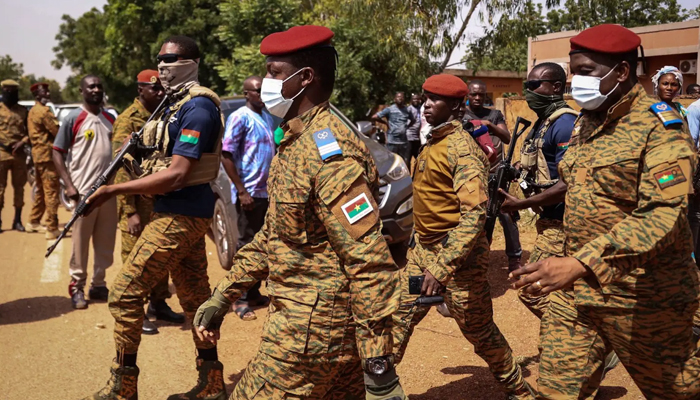 Burkina Fasos military leader Capt. Ibrahim Traore arrives for a ceremony to honor the soldiers killed in Gaskinde, Ouagadougou. — AFP/File