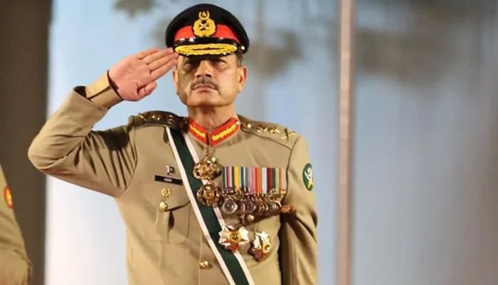 Chief of Army Staff (COAS) General Asim Munir attends Azadi Parade at Pakistan Military Academy (PMA) in Kakul on August 13, 2023. — ISPR