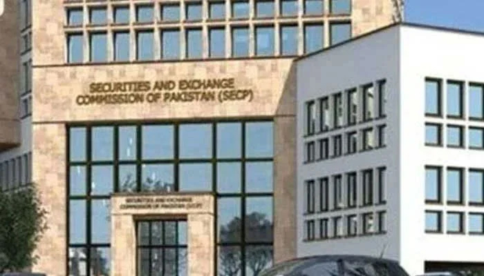 The picture shows the building of the Securities and Exchange Commission of Pakistan (SECP) photo. The News/File