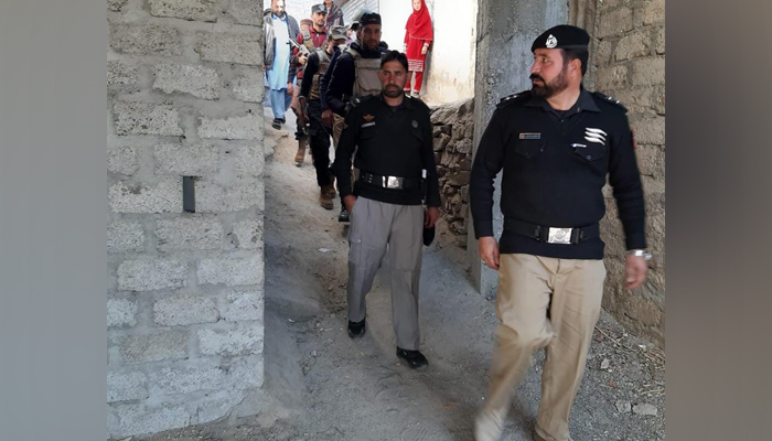 SHO Chanjal police station Gul Rehman Qureshi along with the team in the search operation in Battagram on January 2, 2024. — Facebook/KPK Police