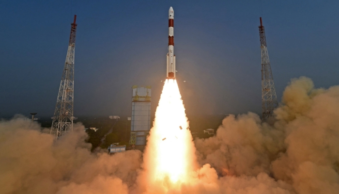 This photo released by Indian Space Research Organisation (ISRO) on January 1, 2024, shows lifting-off of the PSLV-C58 rocket from the Satish Dhawan Space Centre in Sriharikota. ― AFP