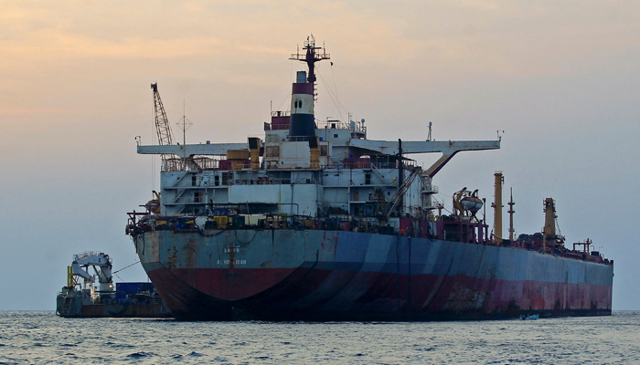 The Yemen-flagged FSO Safer oil tanker is anchored in the Red Sea off the coast of Yemens western province of Hodeida on July 15, 2023. — AFP