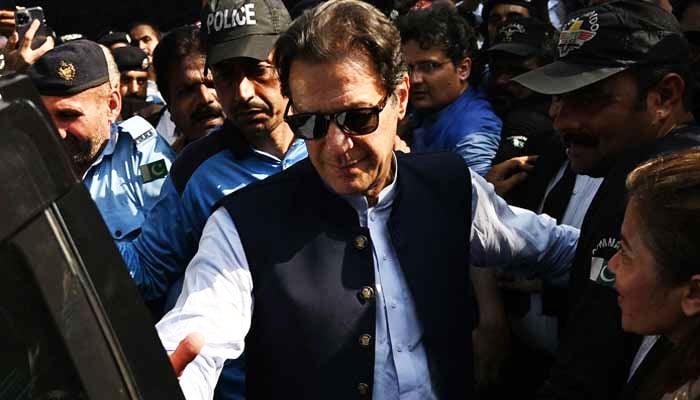 Former prime minister Imran Khan arrives at an Islamabad court for a hearing in this photo. —AFP/File