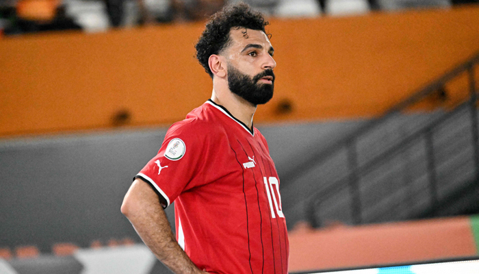 Mohamed Salah reacts during the Africa Cup of Nations (CAN) 2024 group B football match between Egypt and Mozambique at the Felix Houphouet-Boigny Stadium in Abidjan on January 14, 2024.— AFP