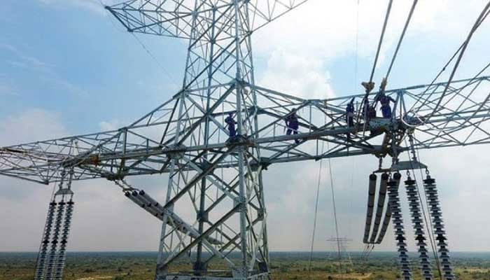 Workers can be seen restoring the electric supply while working on high transmission lines. — X/@MoWP15