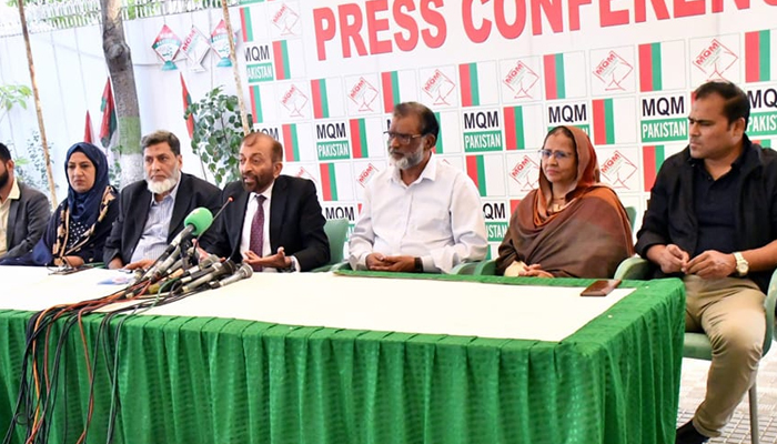 Muttahida Qaumi Movement-Pakistan (MQM-P) Senior Deputy Convener Dr Farooq Sattar speaks during the press conference on January 17, 2024. — Facebook/MQM Pakistan