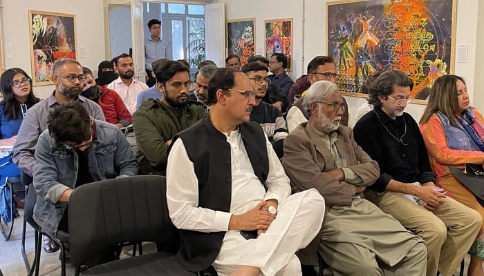 Participants sit during the Blue Carbon Dialogue held at the Climate Action Centre Karachi on January 20, 2024. — Facebook/Climate Action Center Karachi