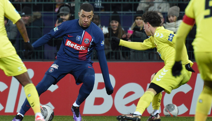 Kylian Mbappe controls the ball during the French Cup round of 32 football match between US Orleans Loiret Football and Paris Saint-Germain (PSG) at the Stade de la Source, in Orleans, central France, on January 20, 2024. — AFP