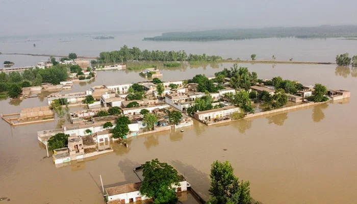 A view of a flooded area is pictured from atop a bridge. — AFP/File