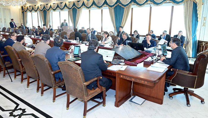 Caretaker Prime Minister Anwaar-ul-Haq Kakar chairs a meeting of the Caretaker Federal Cabinet on January 23, 2024. —  APP