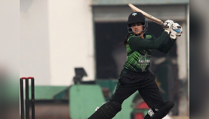 A woman player plays a shot during the National Womens T20 Tournament on January 25, 2024. — Facebook/Pakistan Cricket Team