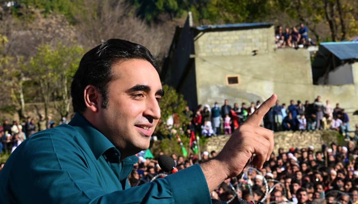 PPP Chairman Bilawal Bhutto-Zardari addresses a public meeting on December 07, 2023. — Facebook/Bilawal Bhutto Zardari