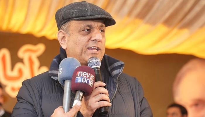 President Istehkam-e-Pakistan Party (IPP) and candidate for national and provincial assembly Abdul Aleem Khan addresses his party workers on January 26, 2024. — FacebookAbdul Aleem Khan