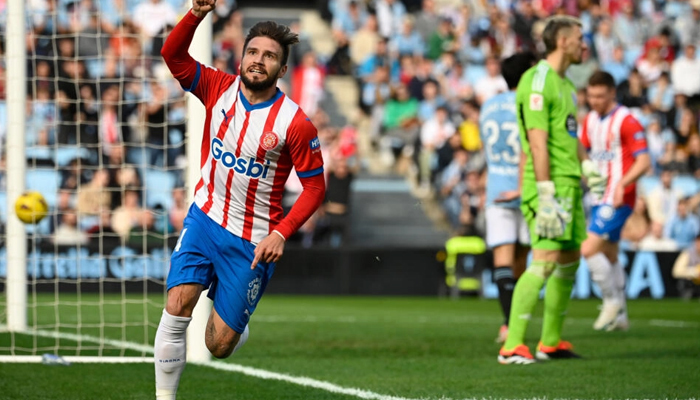 Girona forward Portu celebrates after scoring his teams winning goal at Celta Vigo. — AFP/File