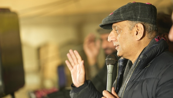 Istehkam-e-Pakistan Party (IPP) President Abdul Aleem Khan addresses the election rally in Shahdara Farrukhabad on January 29, 2024. — Facebook/Abdul Aleem Khan