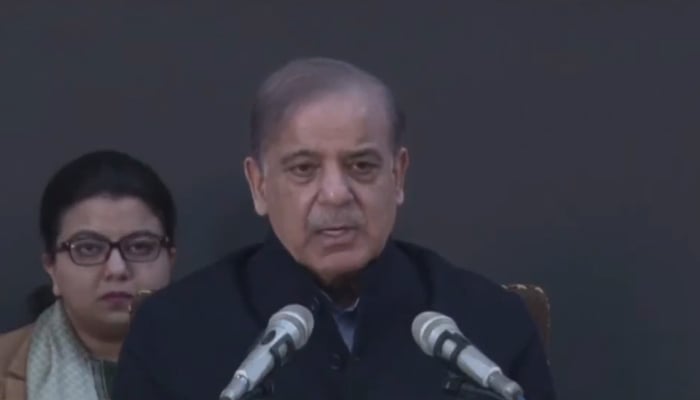 PMLN President and former prime minister Shehbaz Sharif speaks during a meeting with Christian elders, scholars, and bishops in Lahore on February 1, 2024. — Facebook/Mian Shehbaz Sharif