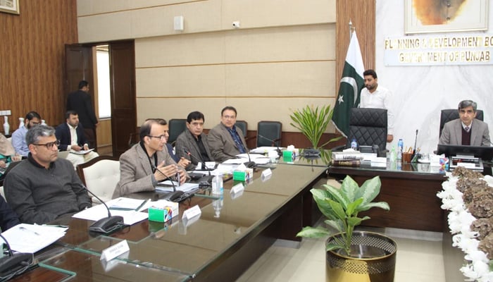 P&D Board Chairman Iftikhar Ali Sahoo chairs the 46th meeting of the Provincial Development Working Party in Lahore on February 2, 2024. — Facebook/Planning & Development Board, Govt. of the Punjab