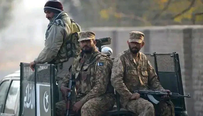 Soldiers ride on a Pakistan Army vehicle in this image. — AFP/File