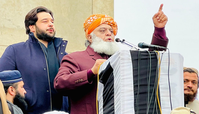 Pakistan Democratic Movement (PDM) chief Maulana Fazlur Rehman can be seen while speaking. — Facebook/Maulana Fazl ur Rehman