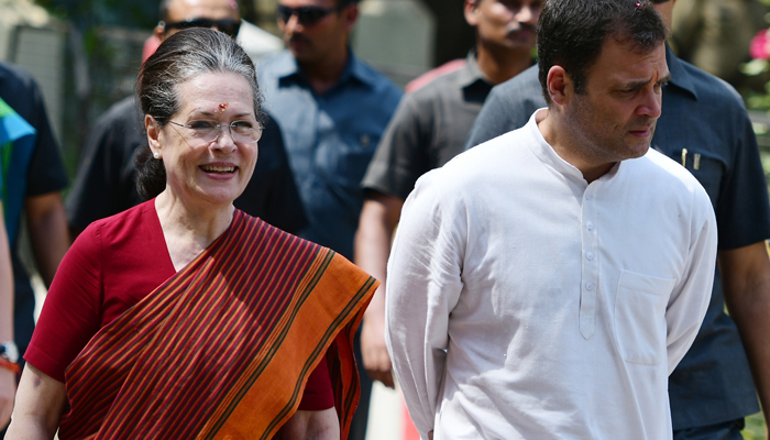 One of the most prominent leaders of India’s main opposition party Congress Sonia Gandhi with Rahul Gandhi. — AFP/File