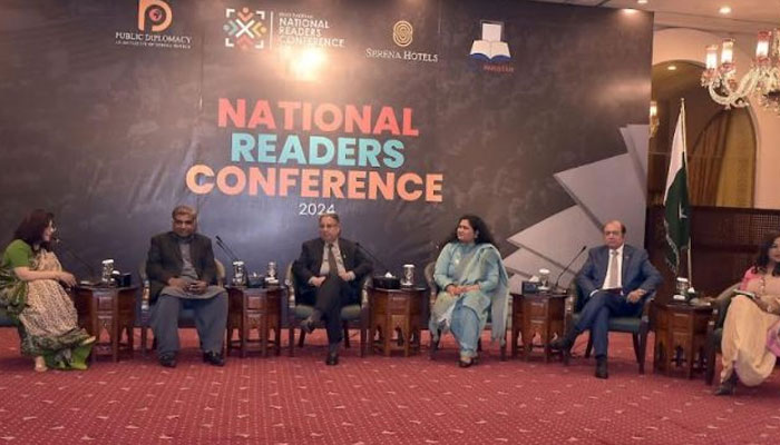 The image shows a glimpse from the National Reader’s Conference, hosted by Read Pakistan. — Facebook/Read Pakistan