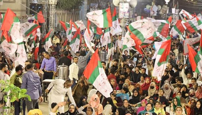 MQM-P Supporters and workers hold flags on February 2, 2024. — Facebook/Syed Mustafa Kamal