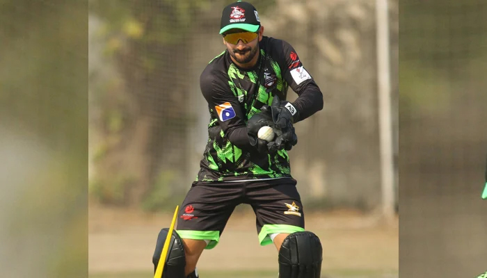 Lahore Qalandars Charsadda-born batter Sahibzada Farhan during a training session on February 13, 2024. — Facebook/Lahore Qalandars