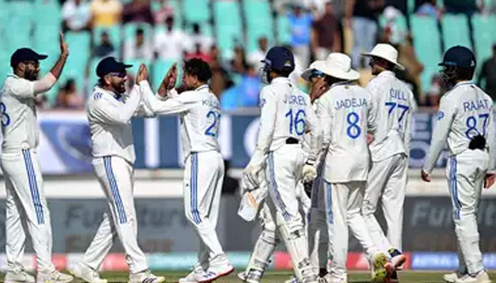 Indian cricket team celebrates during the match. — AFP/File